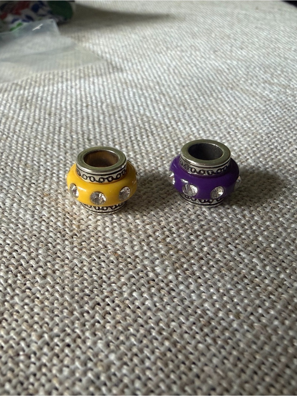 Brighton Yellow and Purple Enamel Charm Beads with Crystals
